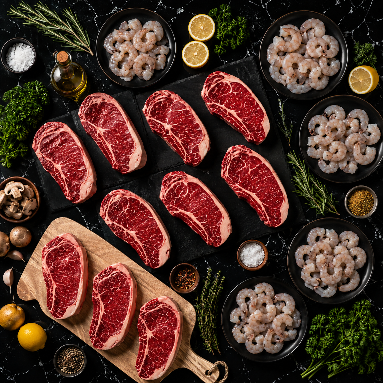 Surf N Turf - Striploin & Shrimp