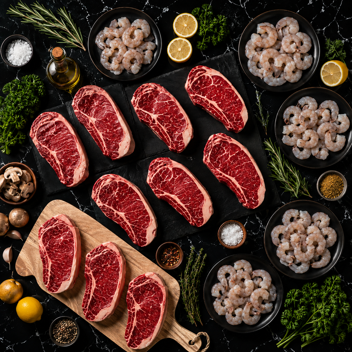 Surf N Turf - Striploin & Shrimp